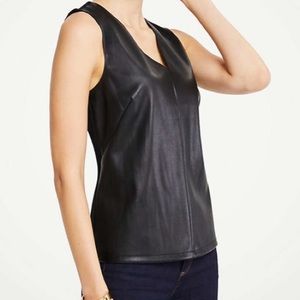 Ann Taylor Faux leather ponte shell
